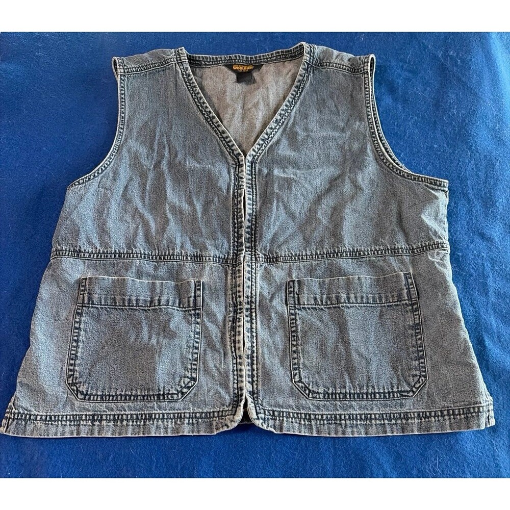 Vintage Woolrich Women’s Denim Vest Size Large 100% Cotton Blue Jean Utility